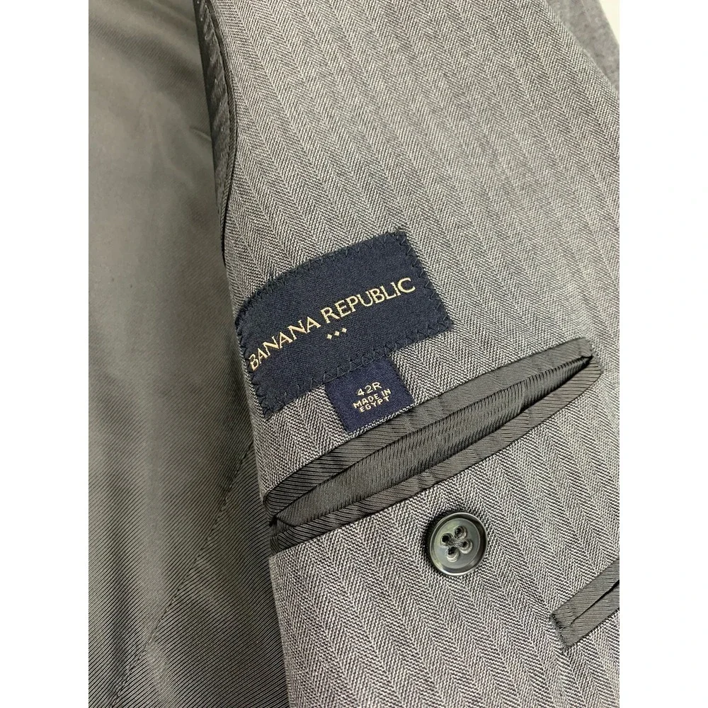 Banana Republic‎ Mens Blazer 42R Gray Herringbone Suit Jacket Formal Event